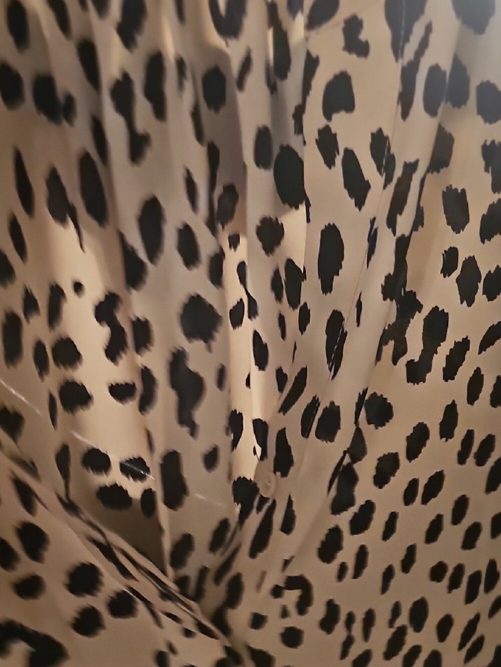 Tahari Beige and Black Spotted V-Neck Blouse - Picture 4 of 7